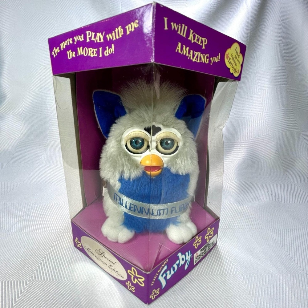 Vintage FURBY Special  Millennium Edition Gray/Blue Tiger 70-894 NIB/Sealed 1999